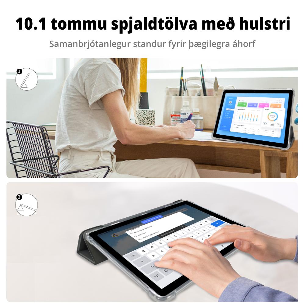 Pritom TronPad P30H-4G 10" HD+ 8-kjarna 6/128GB Android 15 4G LTE, spjaldtölva, kickstand cover, Grá - image 5 [4c4f0d7e09]