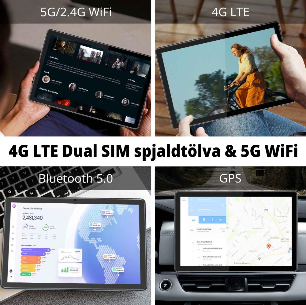 Pritom TronPad P30H-4G 10" HD+ 8-kjarna 6/128GB Android 15 4G LTE, spjaldtölva, kickstand cover, Grá - image 9 [c2ecb60d76]