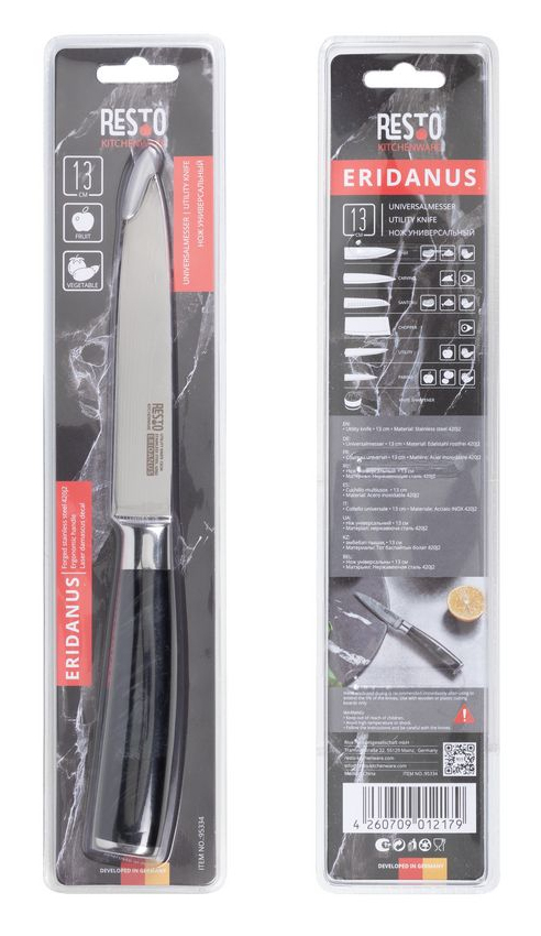 Resto Eridanus alhliða hnífur 13 cm, laserskorið ryðfrítt stál með Damascus útliti - image 9 [9b474693e0]