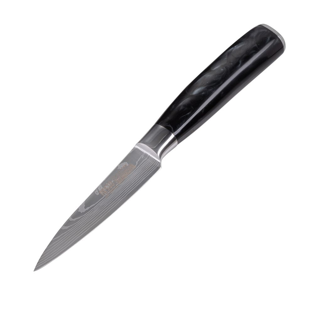 Resto Eridanus skurðarhnífur 9 cm, laserskorið ryðfrítt stál með Damascus útliti - image 2 [a395227c3f]