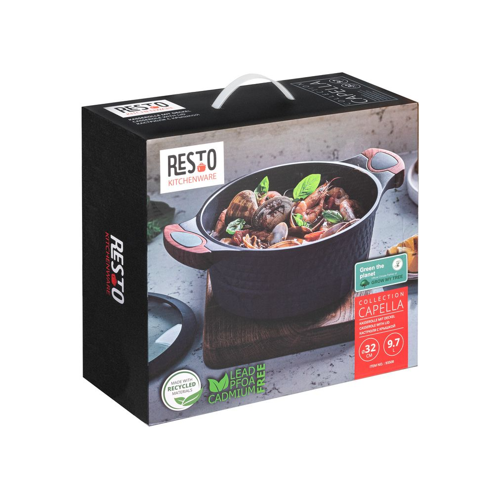 Resto Capella Casserole 9.7L pottur, 32cm, viðloðunarfrí húð, með glerloki - image 12 [1e0b7e34f1]