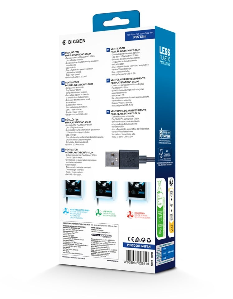 Nacon USB viftur fyrir PlayStation 5 Slim leikjatölvur, svört/hvít - image 7 [c10aeb2cde]