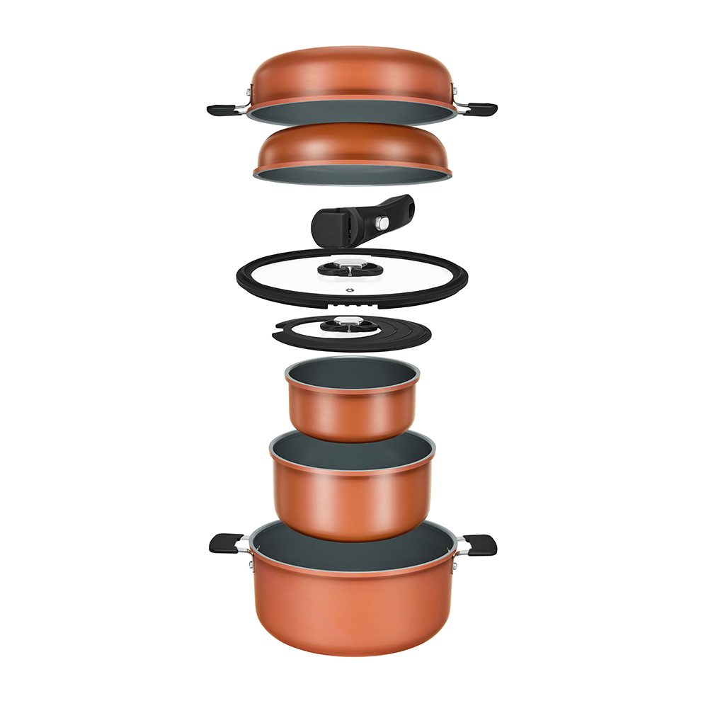 Resto Save & Stock Terracotta 3+2 pottasett, með glerlokum og ásmellanlegu handfangi - image 6 [ddfb6a83d1]