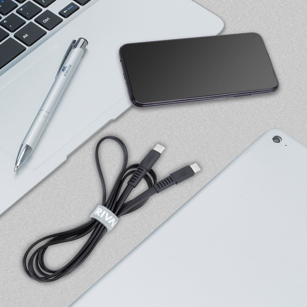 Rivacase PS6005 BK12 USB-C í USB-C 1,2m kapall, svartur - image 9 [bda7ad8595]