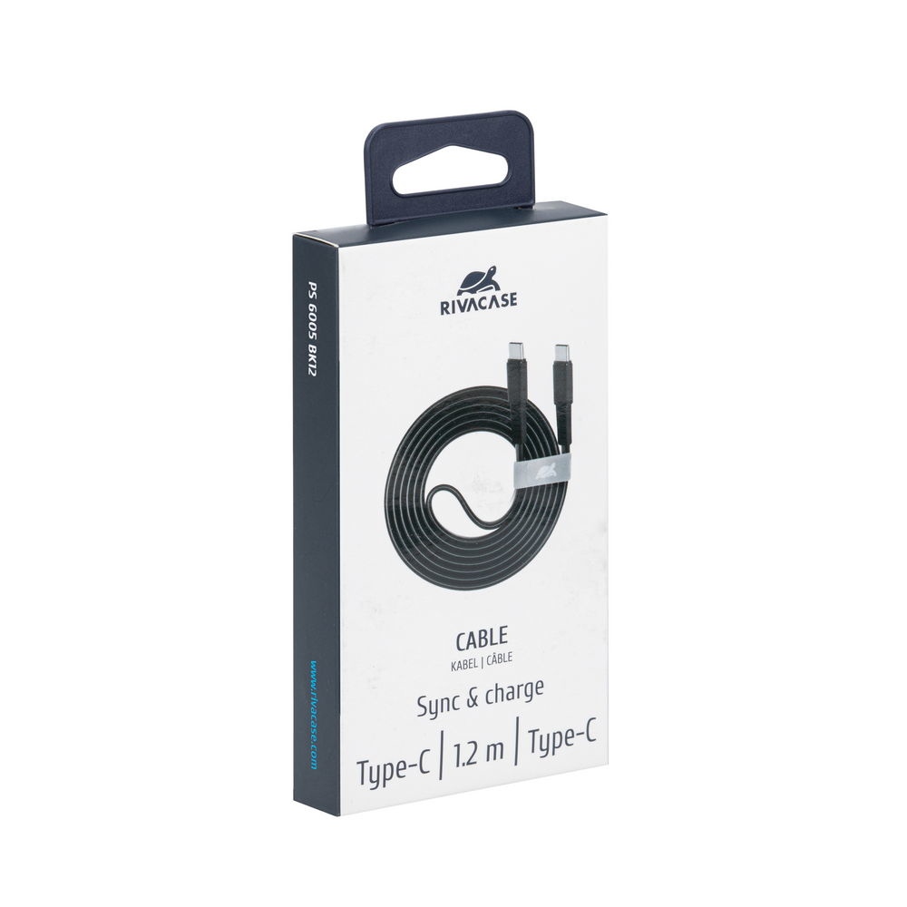 Rivacase PS6005 BK12 USB-C í USB-C 1,2m kapall, svartur - image 17 [d99975b1f7]