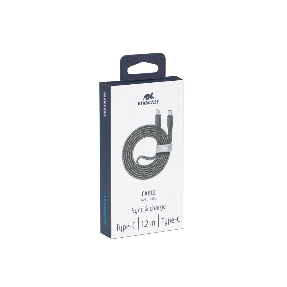 Rivacase PS6105 GR12 USB-C í USB-C 1,2m kapall, grár - image 10 [1dc022b890]