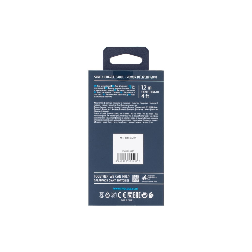Rivacase PS6105 GR12 USB-C í USB-C 1,2m kapall, grár - image 11 [b330ae27ff]