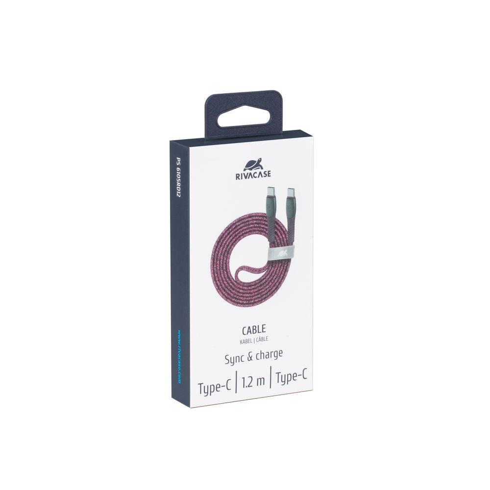 Rivacase PS6105 RD12 USB-C í USB-C 1,2m kapall, rauður - image 10 [af7a1a7eed]