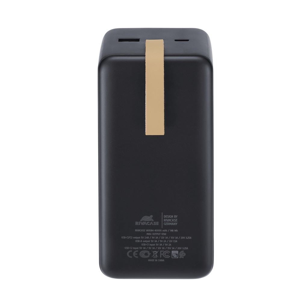 Rivacase VA1084 40000mAh ferðarafhlaða, PD 65W, USB-C kapall, LED, 800gr, svört - image 9 [20699c8adc]