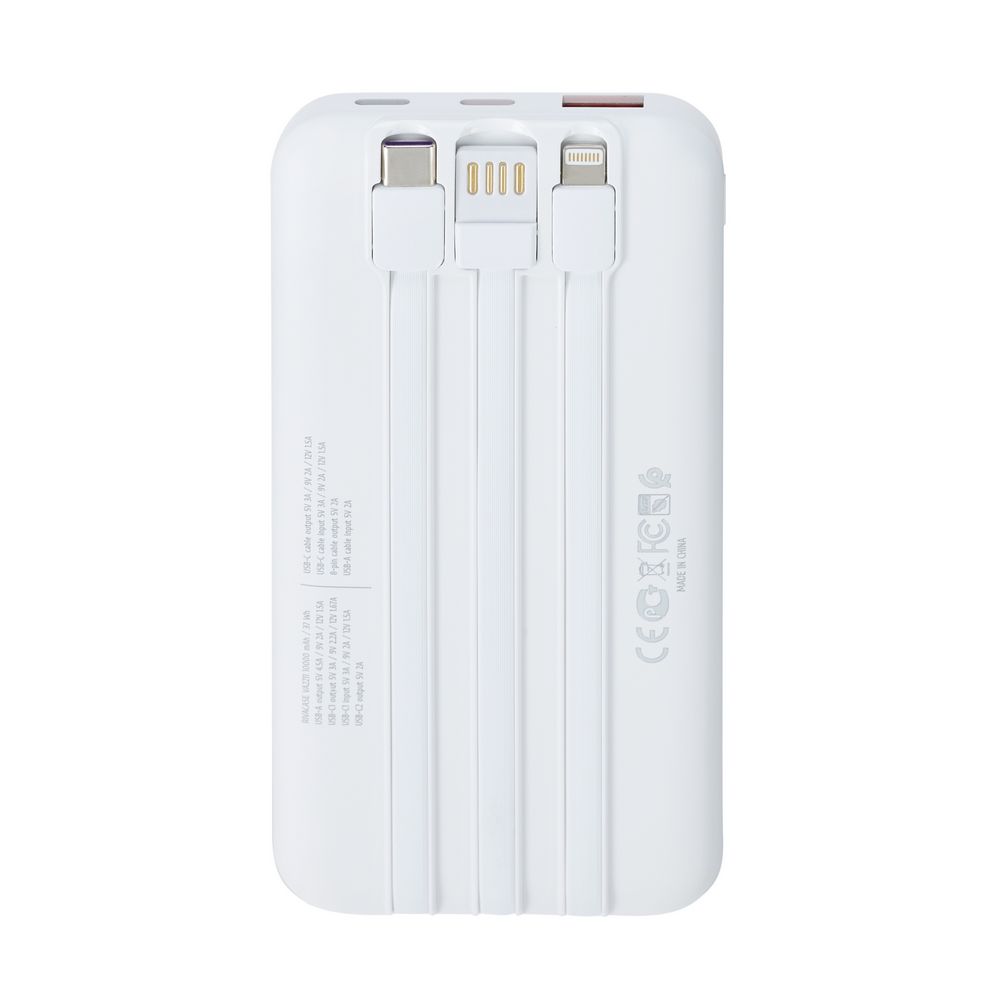 Rivacase VA2211 10000mAh ferðarafhlaða, PD 22.5W, 3x innb.kaplar, hvít - image 7 [adb9fba256]