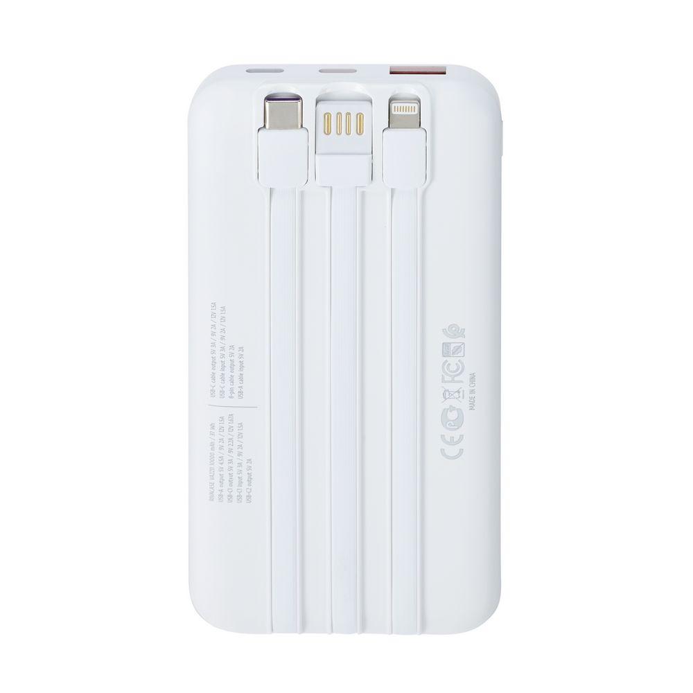 Rivacase VA2211 10000mAh ferðarafhlaða, PD 22.5W, 3x innb.kaplar, hvít - image 8 [eea3d1932e]