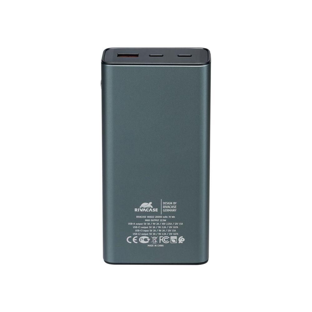 Rivacase VA1022 20000mAh PD 22.5W ferðarafhlaða, silfur - image 5 [b4b1ac31d8]