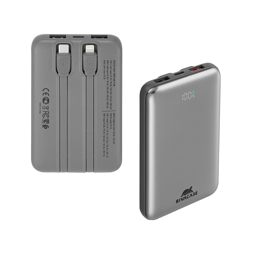 Rivacase VA2611 10000mAh ferðarafhlaða, PD 30W með 2x innb.köplum, silfur - image 4 [fb1c82ce16]