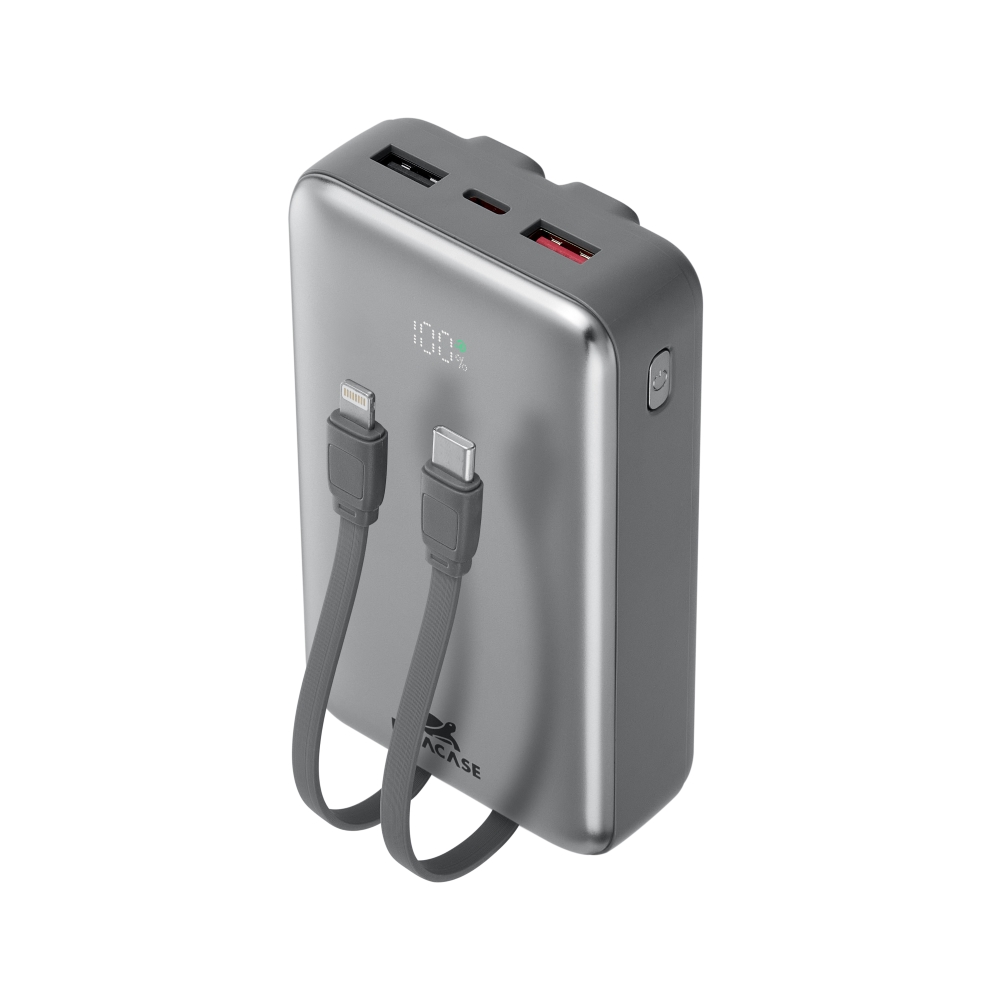 Rivacase VA2612 20000mAh ferðarafhlaða, PD 30W, með 2x innb.köplum, silfur - image 17 [28523ef1f9]