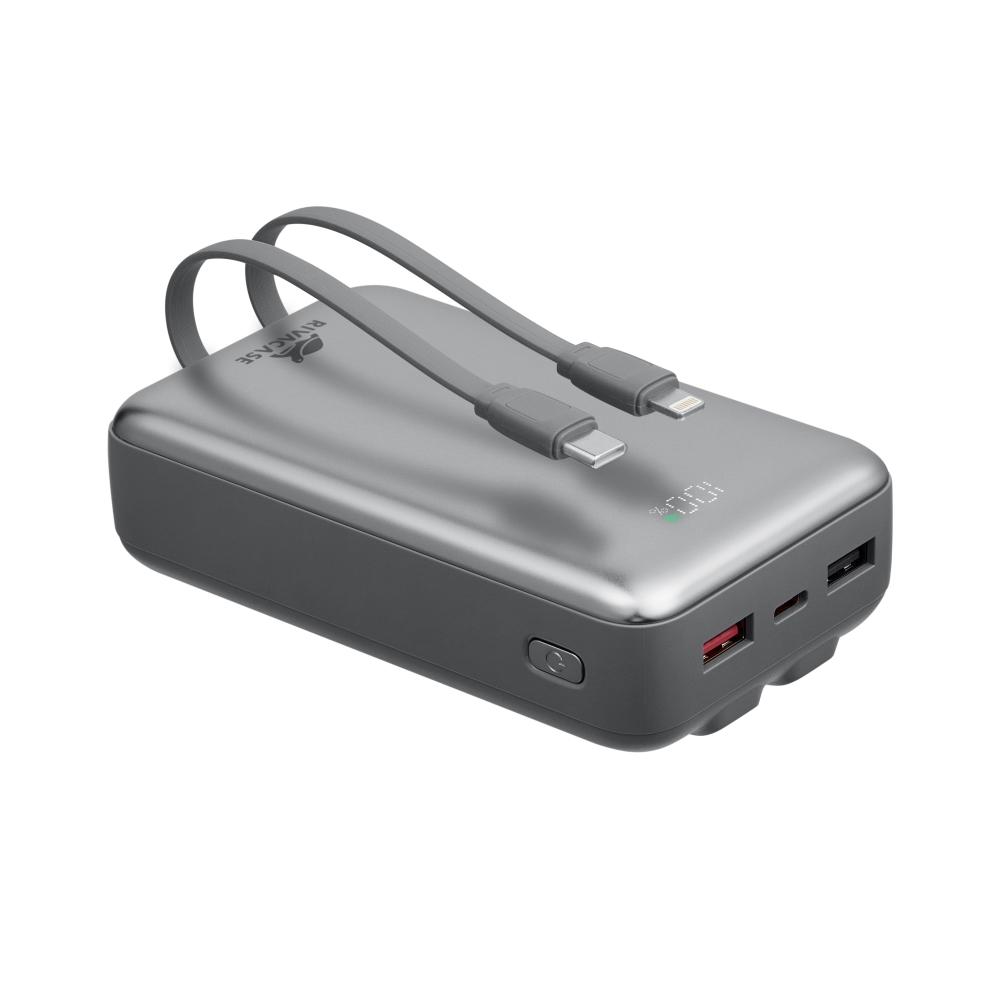 Rivacase VA2612 20000mAh ferðarafhlaða, PD 30W, með 2x innb.köplum, silfur - image 20 [b26219e0ba]