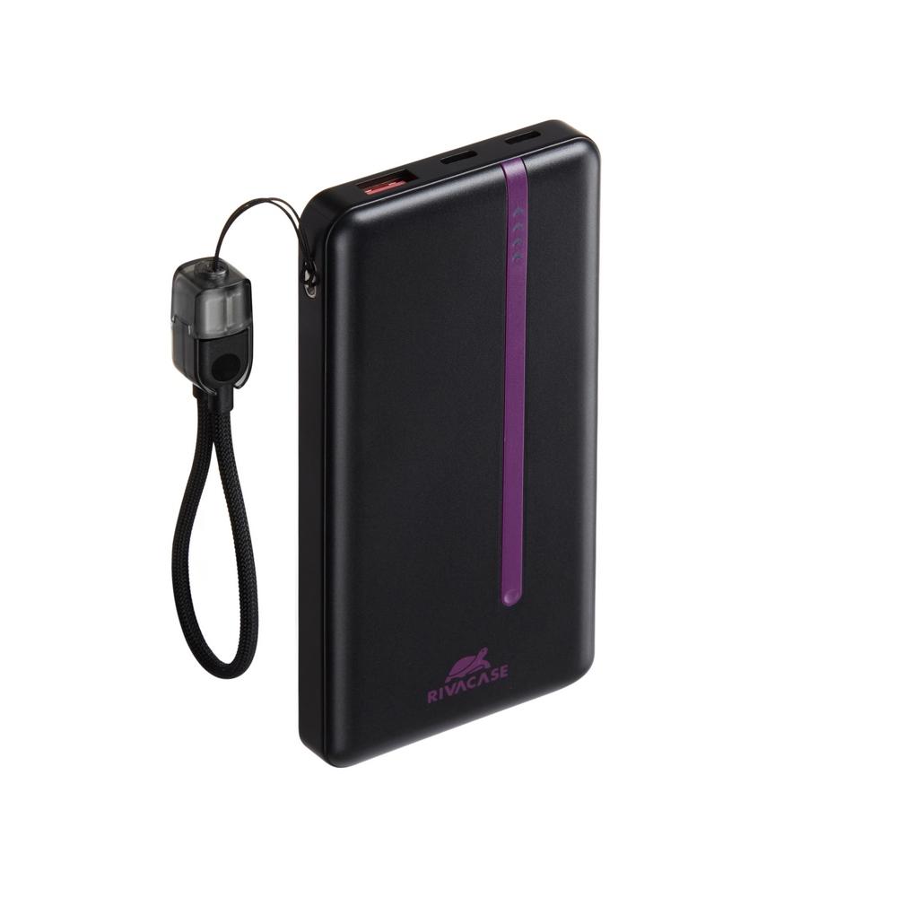 Rivacase VA2311 10000mAh ferðarafhlaða, PD 22.5W, LanYard USB-C kapall, LED, svört - image 2 [c07d76266a]