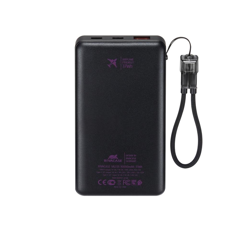 Rivacase VA2311 10000mAh ferðarafhlaða, PD 22.5W, LanYard USB-C kapall, LED, svört - image 8 [2e43c4ba06]