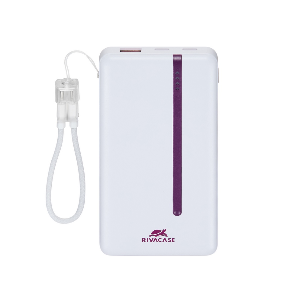 Rivacase VA2311 10000mAh ferðarafhlaða, PD 22.5W, LanYard USB-C kapall, LED, hvít - image 3 [ff4ca90b7d]