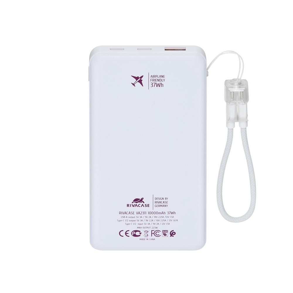 Rivacase VA2311 10000mAh ferðarafhlaða, PD 22.5W, LanYard USB-C kapall, LED, hvít - image 8 [cb3b52d7bd]