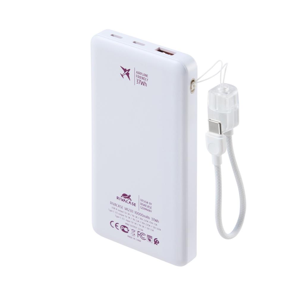 Rivacase VA2311 10000mAh ferðarafhlaða, PD 22.5W, LanYard USB-C kapall, LED, hvít - image 14 [77e4cdd35f]
