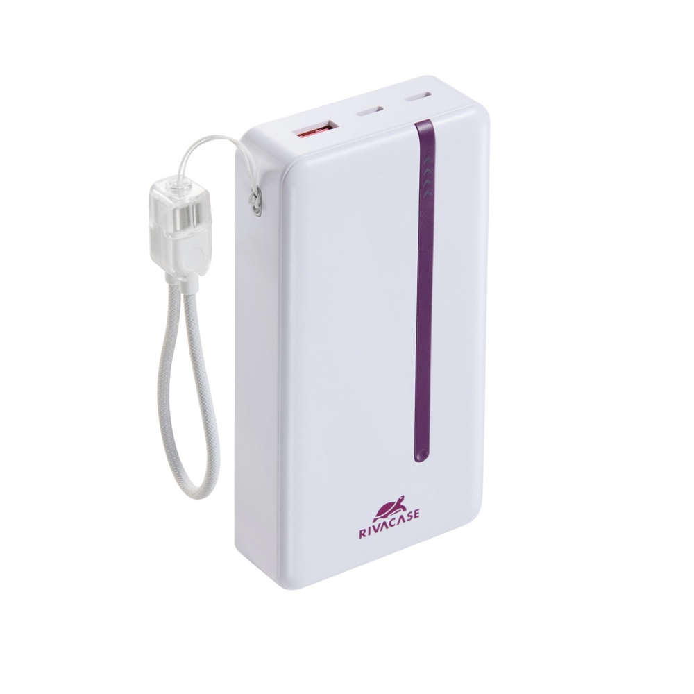 Rivacase VA2312 20000mAh ferðarafhlaða, PD 22.5W, LanYard USB-C kapall, LED, hvít - image 2 [0db3f0c640]