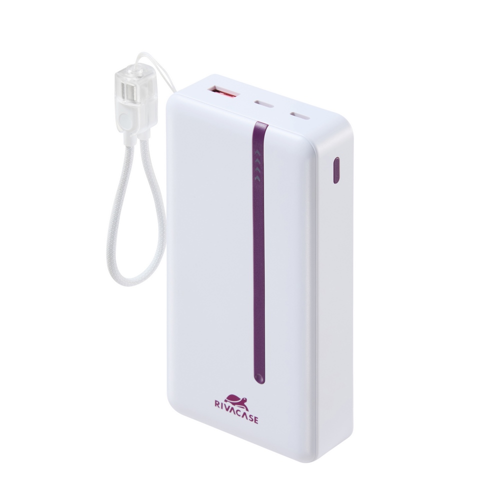 Rivacase VA2312 20000mAh ferðarafhlaða, PD 22.5W, LanYard USB-C kapall, LED, hvít - image 19 [7161387719]