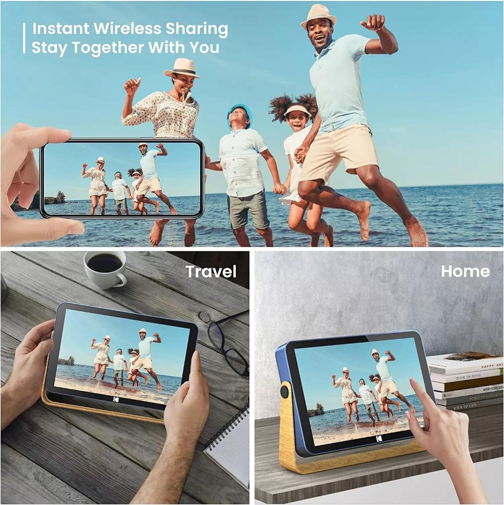 Kodak RWF-108V 10" Wi-Fi stafrænn myndarammi með rafhlöðu, sjávarblár á viðarstandi - image 5 [30de247872]