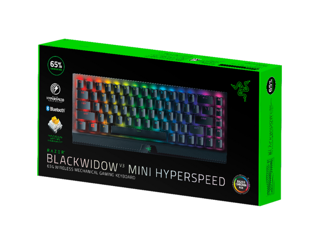 Razer BlackWidow V3 Mini 65% þráðlaust RGB leikjalyklaborð, Gulir svissar, US, Svart - image 6 [c4aac61b86]