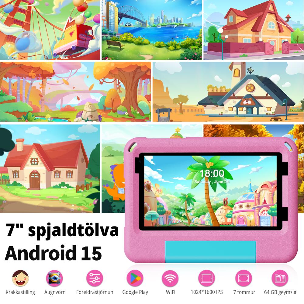 Pritom Kid Tab 7 spjaldtölvupakki með þráðlausum krakkaheyrnartólum og Bumper, bleik - image 3 [da7a950d1a]