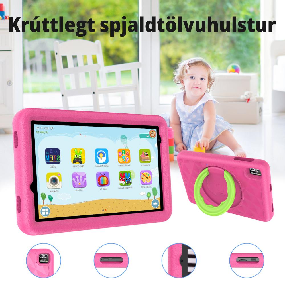 Pritom Kid Tab 8 spjaldtölvupakki með þráðlausum krakkaheyrnartólum og Bumper, bleik - image 4 [b526dbac88]
