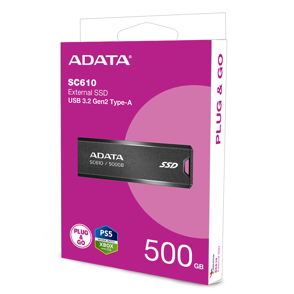 ADATA SC610 500GB USB Gen2 SSD flakkari/lykill, svartur/rauður - image 7 [70a1bdbc9c]