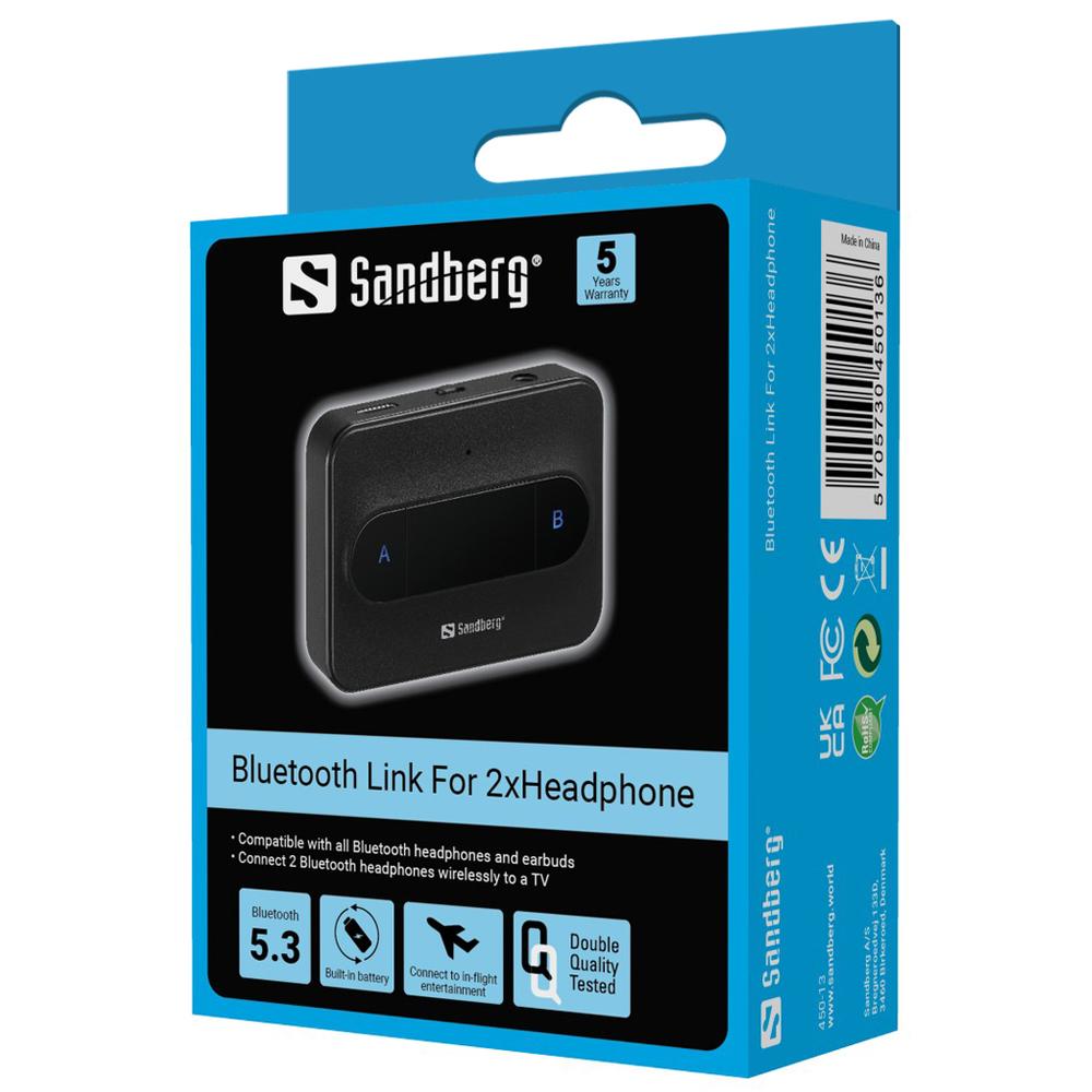 Sandberg Bluetooth Link 3.5mm jack sendir fyrir tvö heyrnartól, svartur - image 6 [0e6f27a2dc]