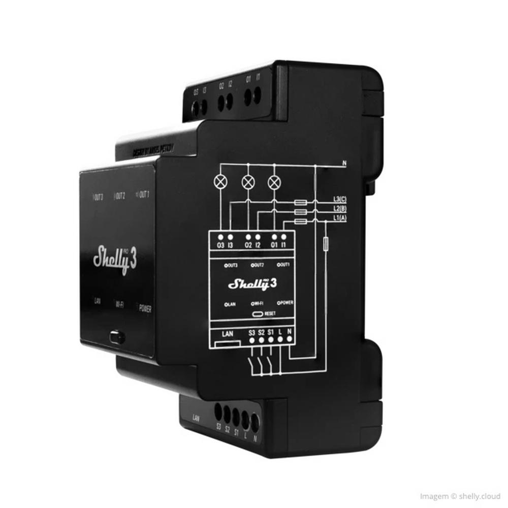 Shelly Pro 3 Relay þriggja rása WLAN LAN DIN-Rail 48A þriggja fasa - image 4 [54652f4335]