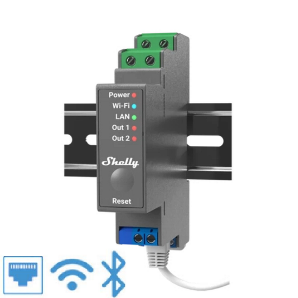Shelly Pro 2 Relay tveggja rása WLAN LAN DIN-Rail 25A tveggja fasa - image 2 [59fde377bf]