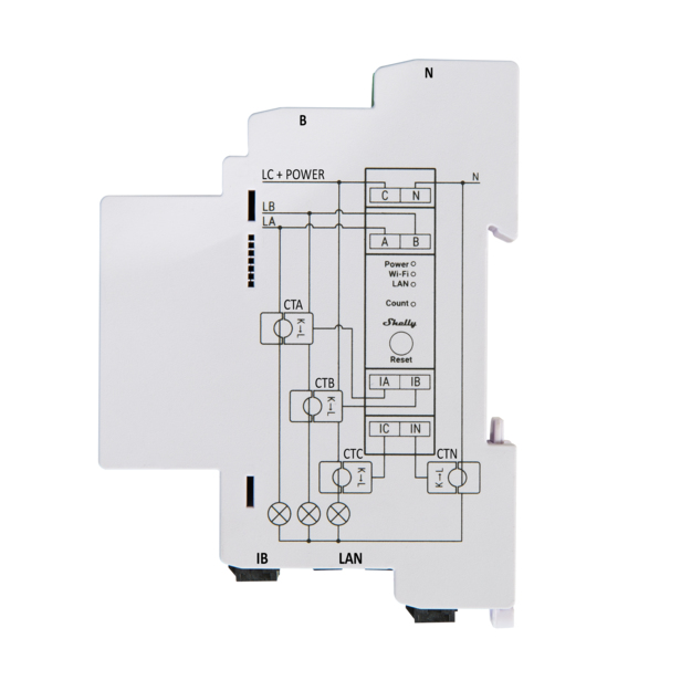 Shelly Pro 3EM 120A DIN-Rail WLAN LAN BT þriggja fasa með 3x straumnema - image 3 [417027c4eb]