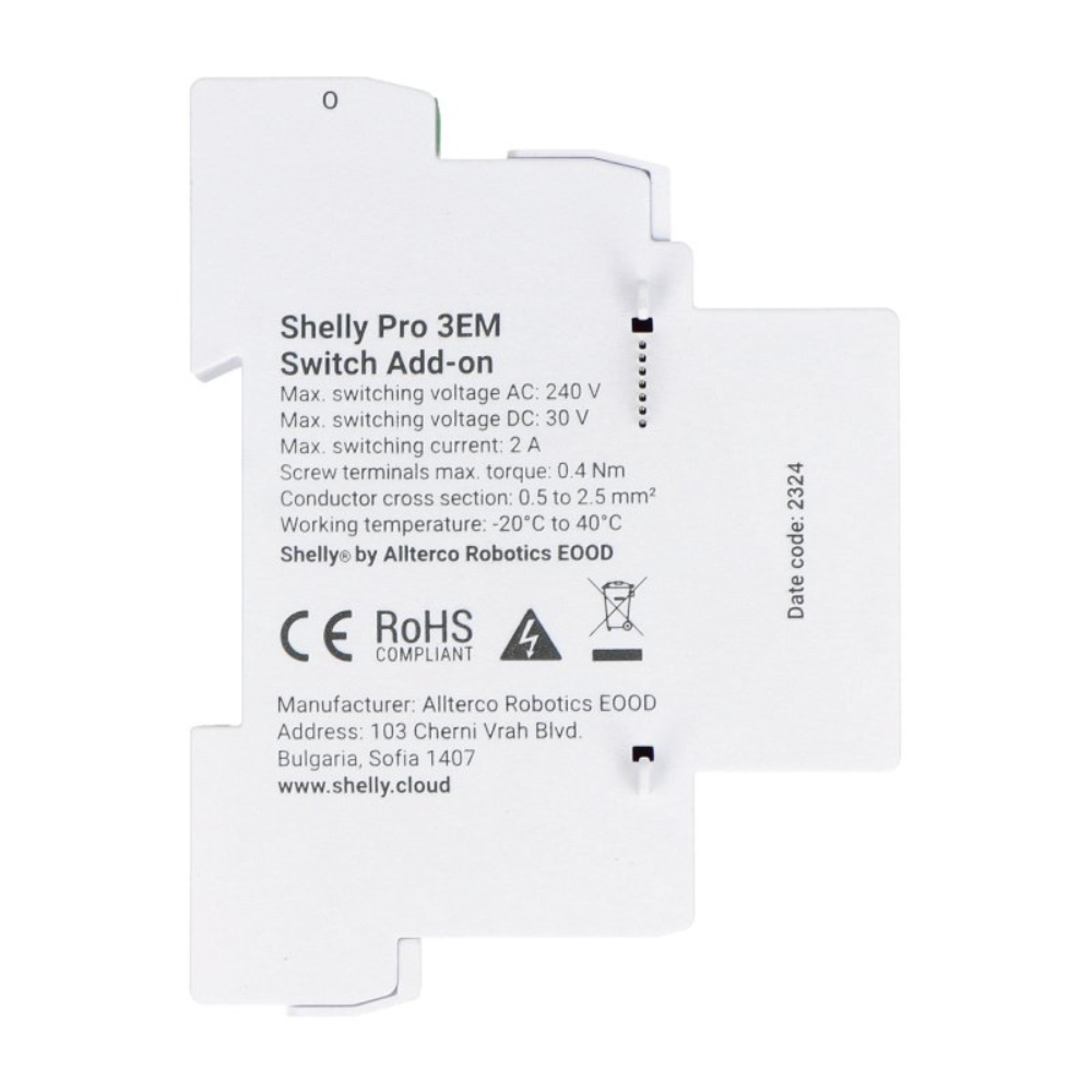 Shelly Pro 3EM Add-on DIN-Rail viðbót við Pro 3EM - image 2 [16af93559a]