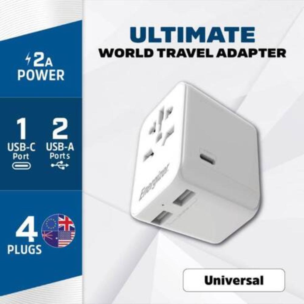 25W Energizer Universal 2x USB-A og 1x USB-C hleðslutæki og breytikló, hvítt - image 4 [d8500c96ea]