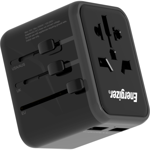 15W Energizer USB-A EU/UK/US/AUS ferðahleðslutæki, svart - image 2 [57488955d6]