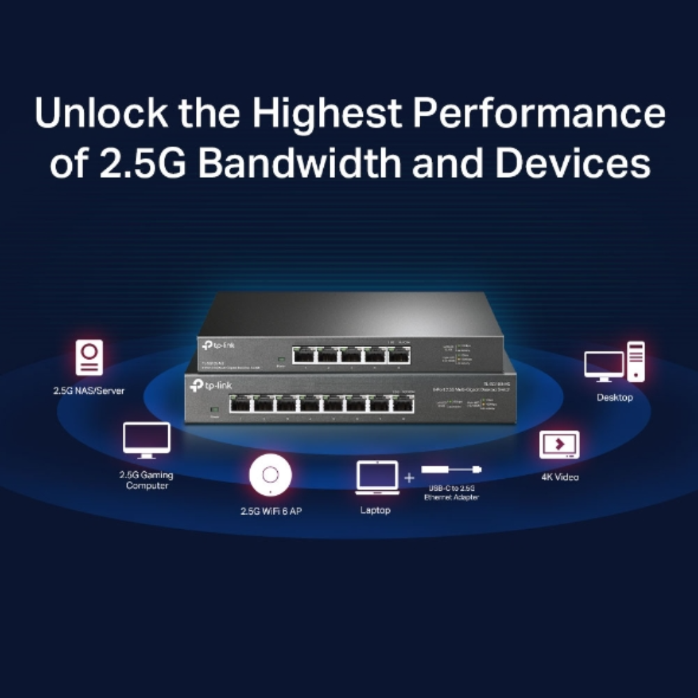 TP-Link 5 porta 100/1000/2500Mbps switch TL-SG105-M2, Svartur - image 4 [dbc8b9f66d]