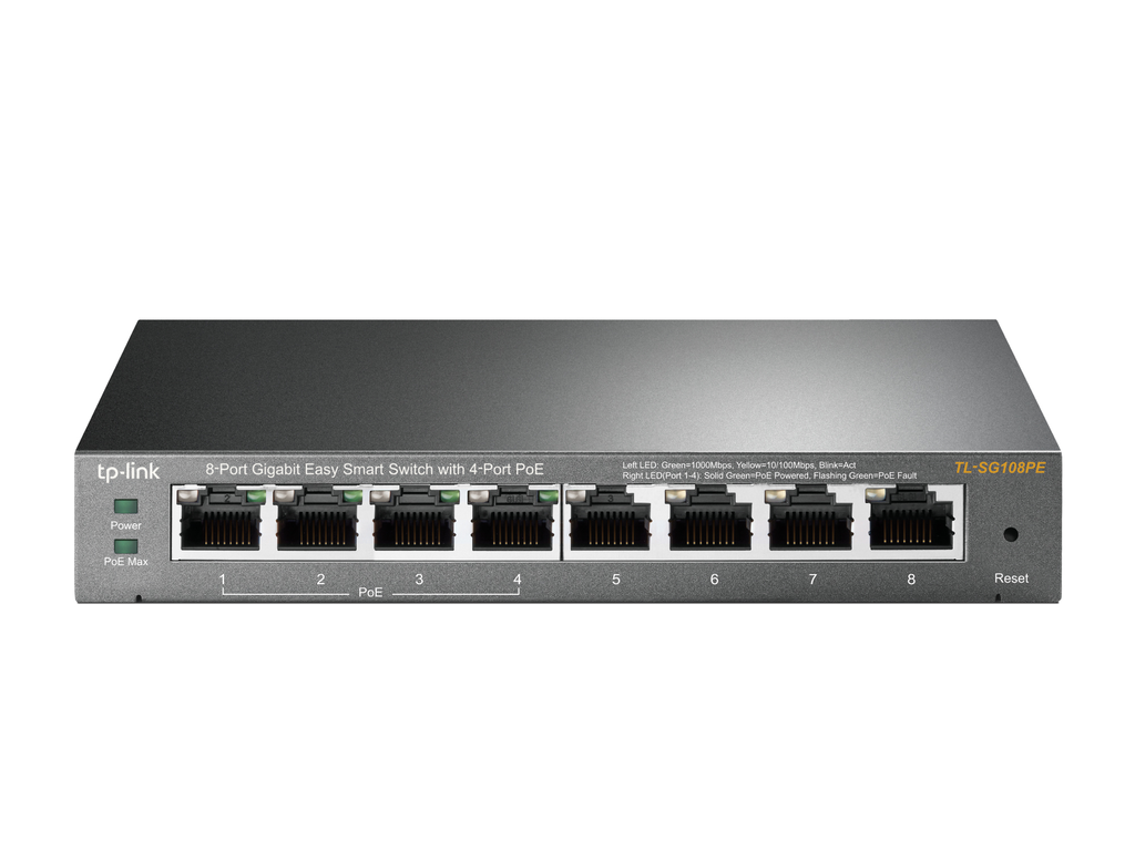TP-Link 8 porta Easy Smart 10/100/1000Mbps 4xPoE+ switch TL-SG108PE, grár - image 2 [bdd958fe98]