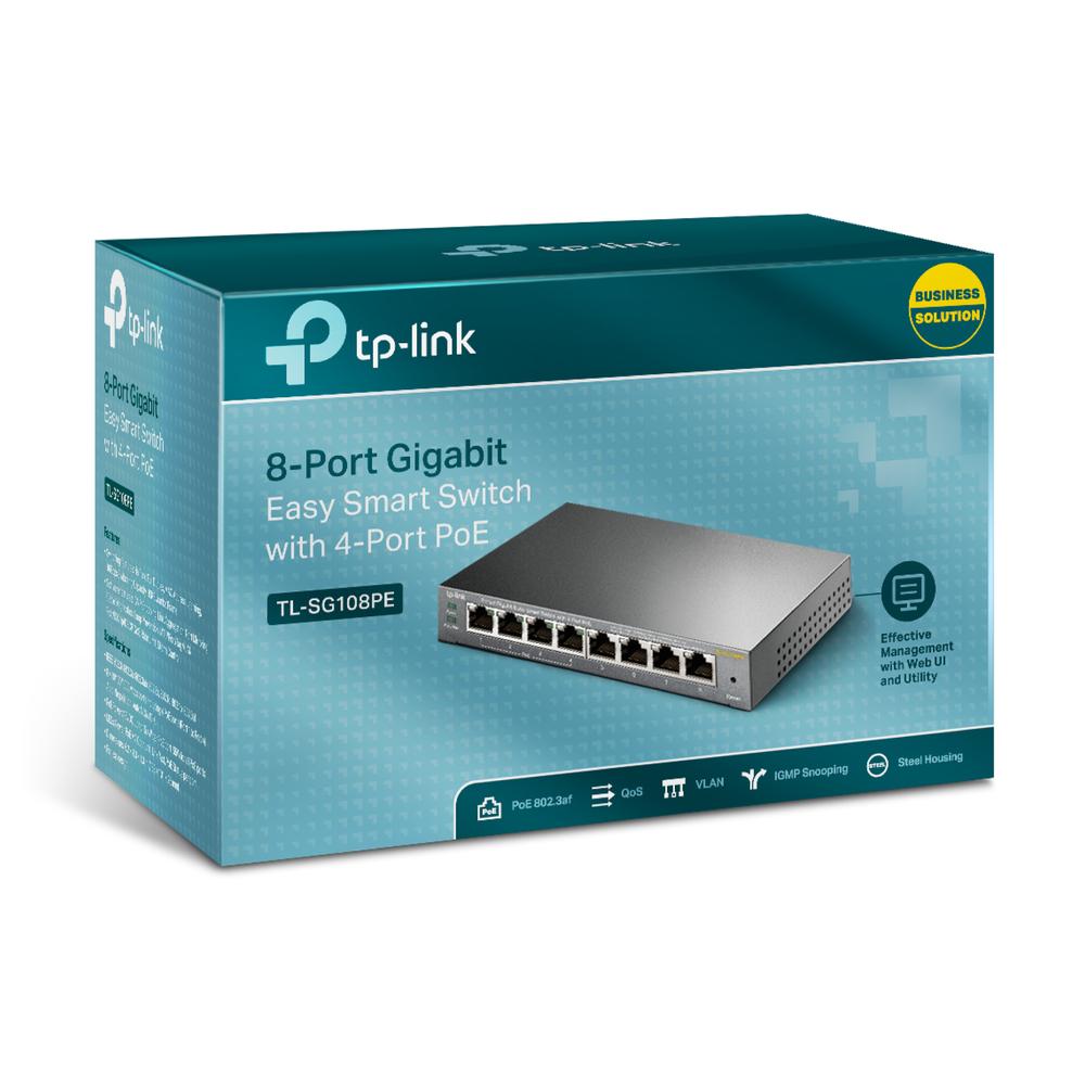 TP-Link 8 porta Easy Smart 10/100/1000Mbps 4xPoE+ switch TL-SG108PE, grár - image 8 [efdb8f71e2]