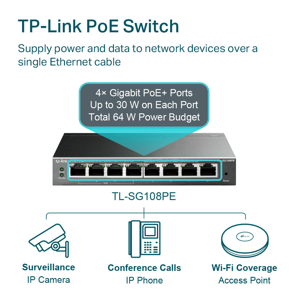 TP-Link 8 porta Easy Smart 10/100/1000Mbps 4xPoE+ switch TL-SG108PE, grár - image 14 [615191ea1e]