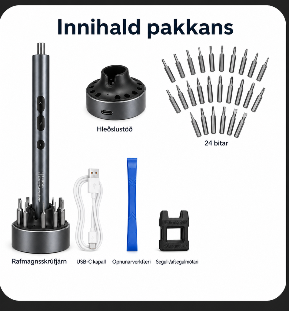 UF-TOOLS 29in1 rafskrúfjárnasett með hleðsludokku - image 3 [593a8d7a15]