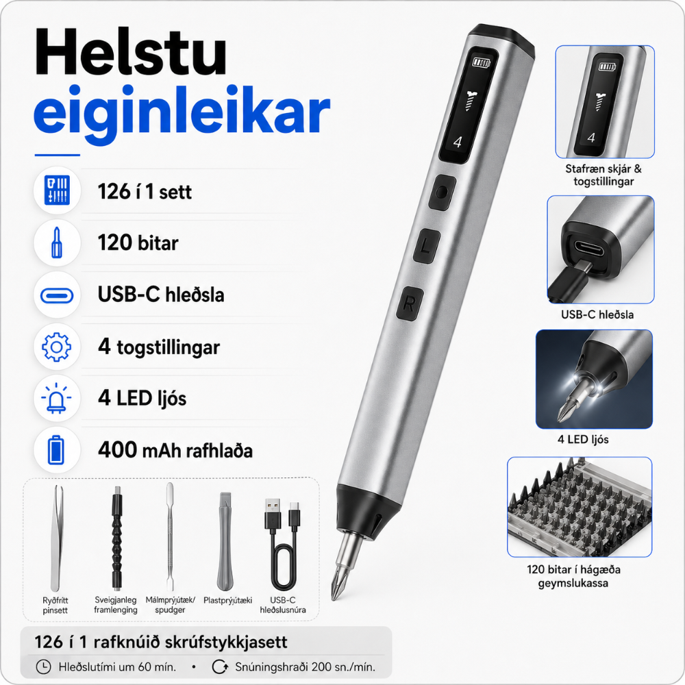 UF-TOOLS 126-í-1 rafskrúfjárnasett - image 3 [9d2bbda5f8]