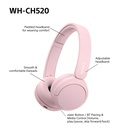 Sony WH-CH520 Bluetooth 5.2 heyrnartól, allt að 50klst, bleik - image 9 [3f519b4045]