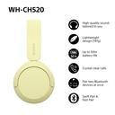 Sony WH-CH520 Bluetooth 5.2 heyrnartól, allt að 50klst, gul - image 16 [3f6245598f]