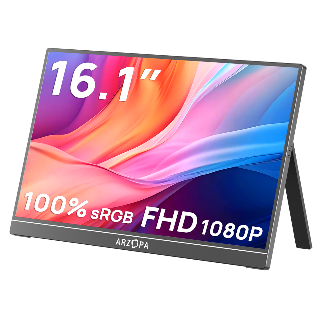 Arzopa 16" FHD IPS HDR USB-C ferðaskjár, innb. kickstand, svartur - image 2 [cb28245c68]