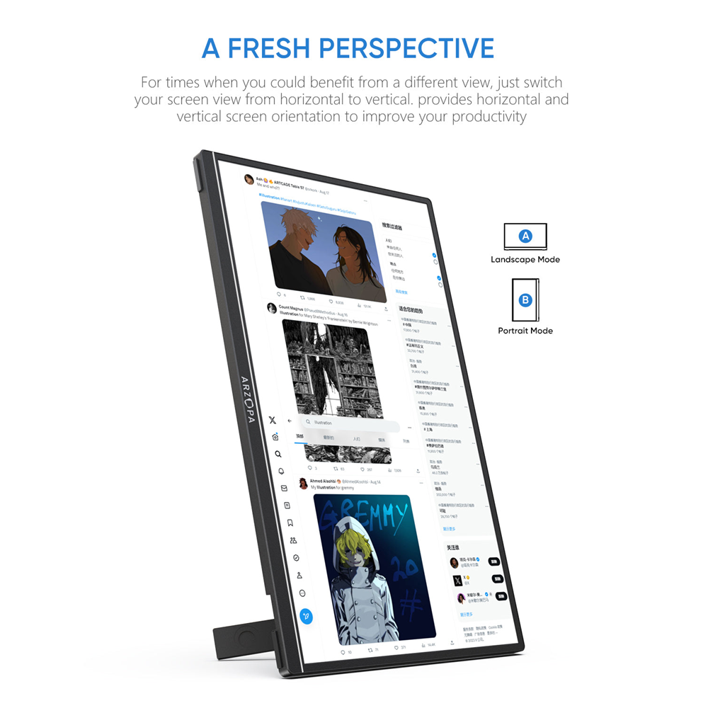 Arzopa 16" QHD+ 2.5K IPS HDR USB-C ferðaskjár, innb. kickstand, svartur - image 13 [f3228eaf5d]