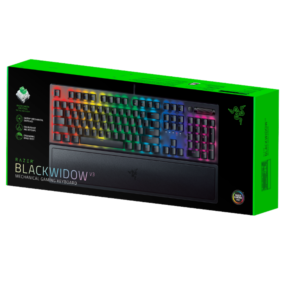 Razer BlackWidow V3 RGB leikjalyklaborð, lyklaborðsrenning, Gulir svissar, Nordic, Svart - image 3 [ed10e42336]