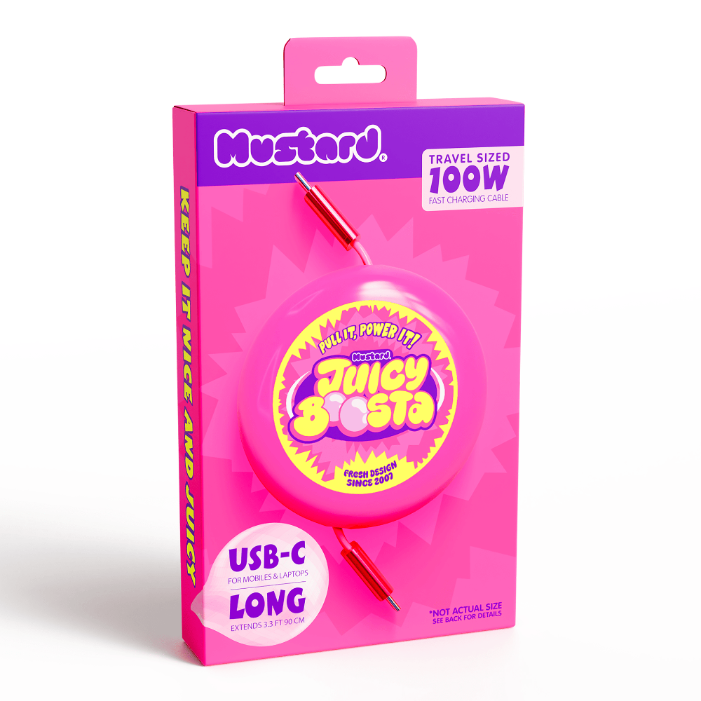 Mustard Juicy Boosta útdraganlegur USB-C kapall, 100W, 90cm - image 4 [02422a6986]